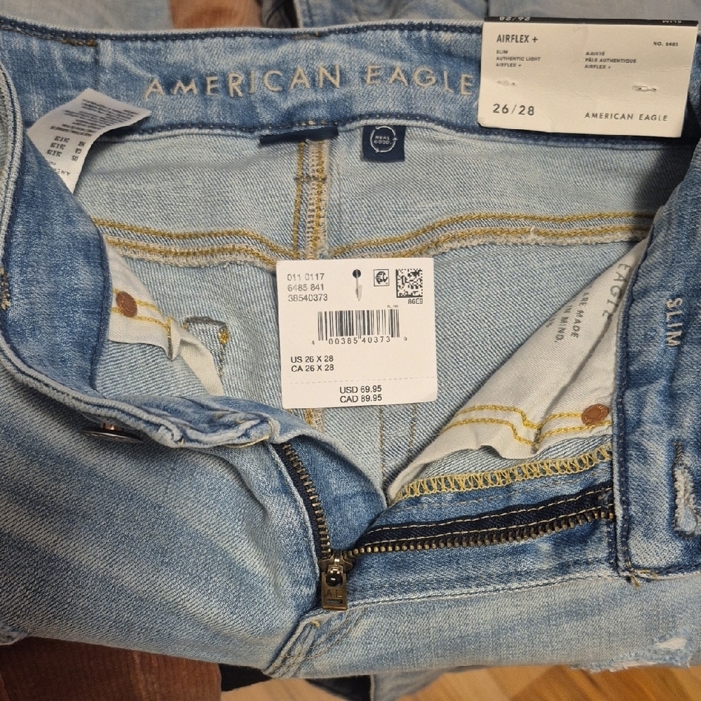 NWT American Eagle AirFlex+ Slim Light Wash Jeans 26x32 - Picture 2 of 10